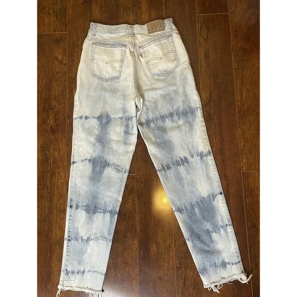 Vintage Levis 901 Jeans Womens 9 Bleach Wash High Rise Tapered Made USA 90s - Picture 10 of 11